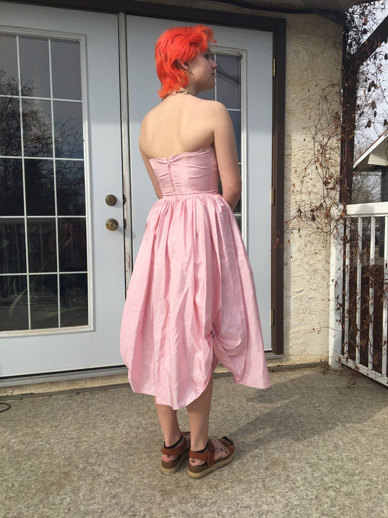 pink and blue ball gown