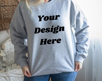 Gildan 18000 Model Mockup, Gildan Sweatshirt, Sport Grey Mockup, Sweatshirt Model Mock
