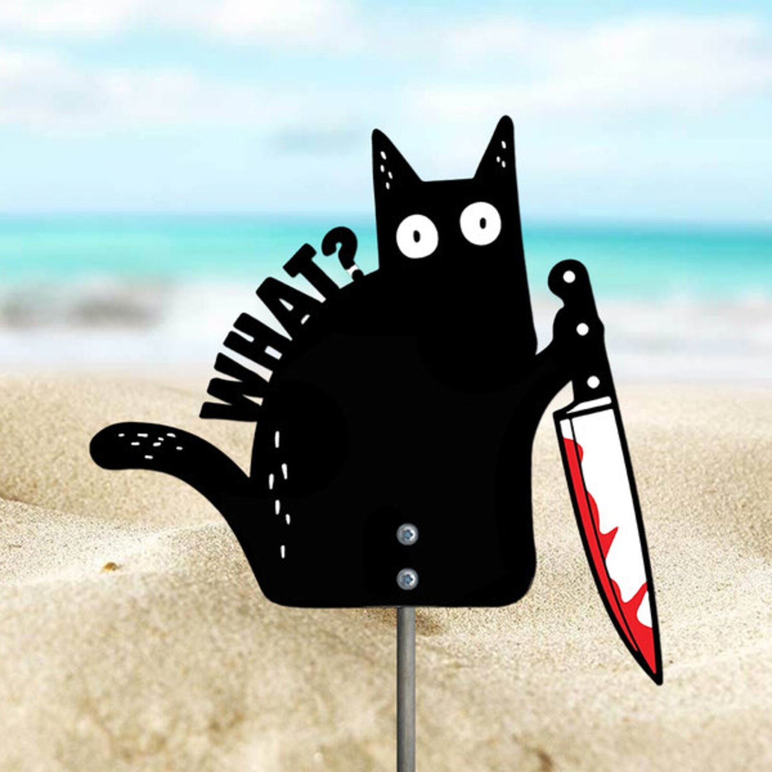 Funny black cat metal sign What Personalised garden signs Etsy