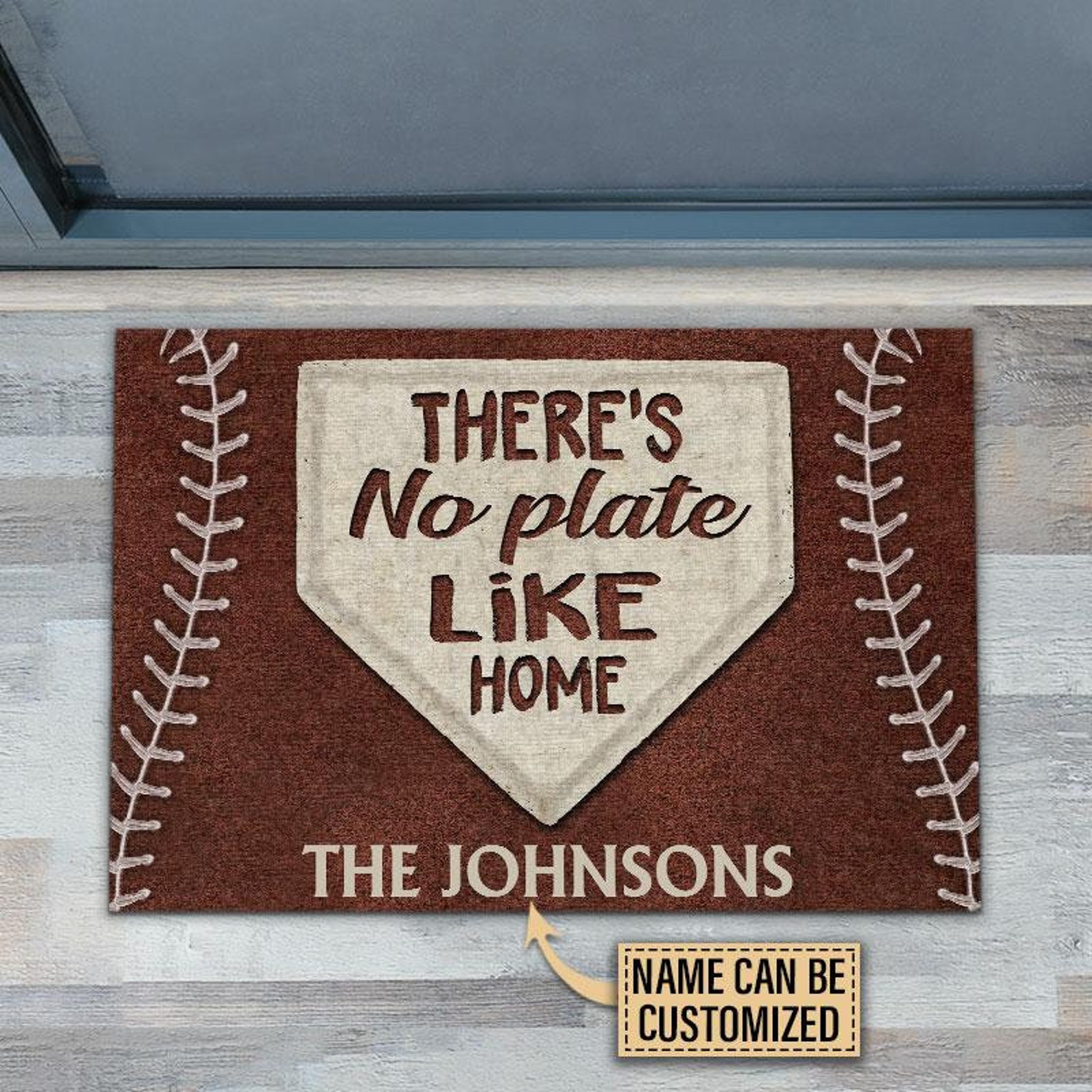 There's no plate like home Baseball door mat Baseball Etsy