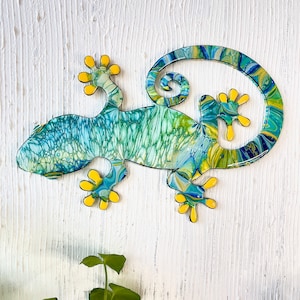 Original Gecko Gemälde, Strand Thema Wandkunst, Tropisches Wohndekor, Geschenk für sie oder ihn