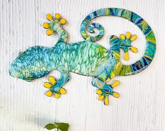 HONGLAND Gecko Décoration murale en métal à suspendre en forme de