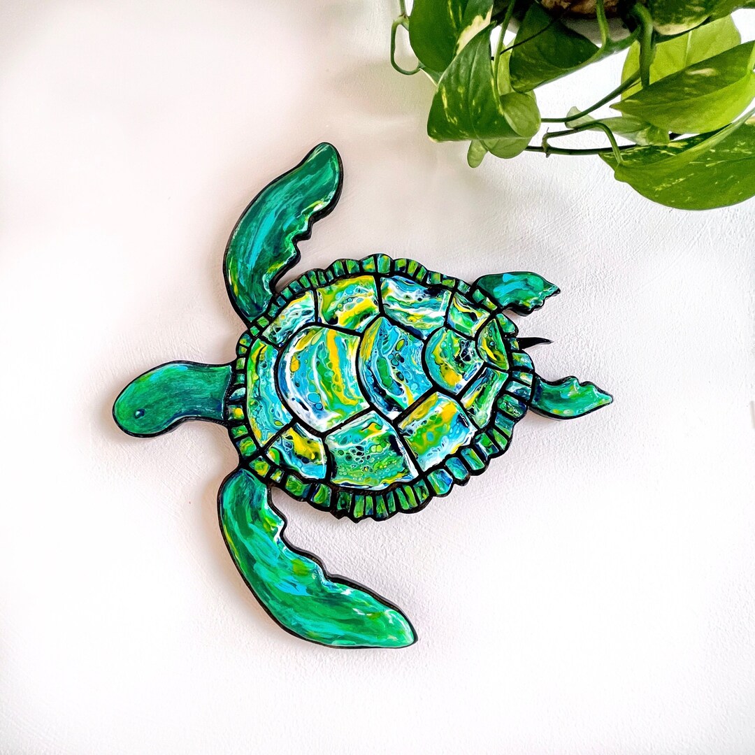 Sea Turtle Wall Art, Turtle Painting, Handmade Turtle Wood Mosaic