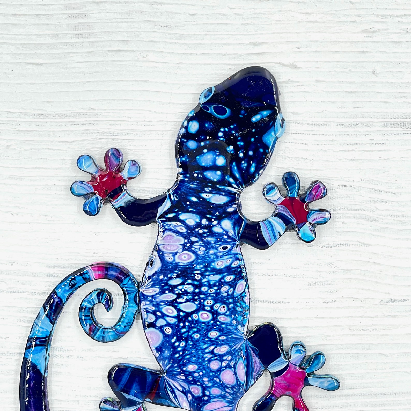 Gecko Wall Sculpture Hand Painted in Brilliant Blues Etsy