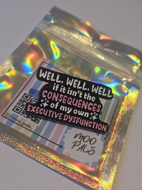 Funny Enamel Pin, ADHD Humour Badge, Executive Dysfunction Pin, Quote Pin, Neurodiversity Gift, Stocking Filler, Sarcastic Pin