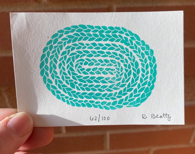 Braided Rug Mini Linocut Print - Etsy