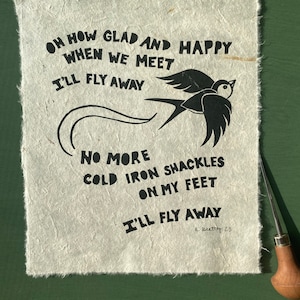 I’ll Fly Away Linocut Print
