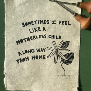 Motherless Child Linocut Print