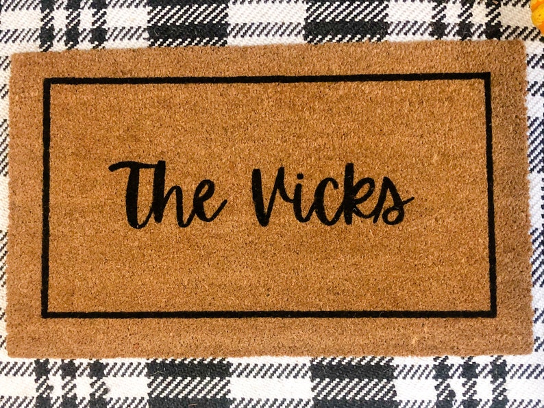 Custom Welcome Mat Housewarming Gift Closing Gift Bordered Custom Doormat Customized with Last Name Wedding Gift Classic Doormat