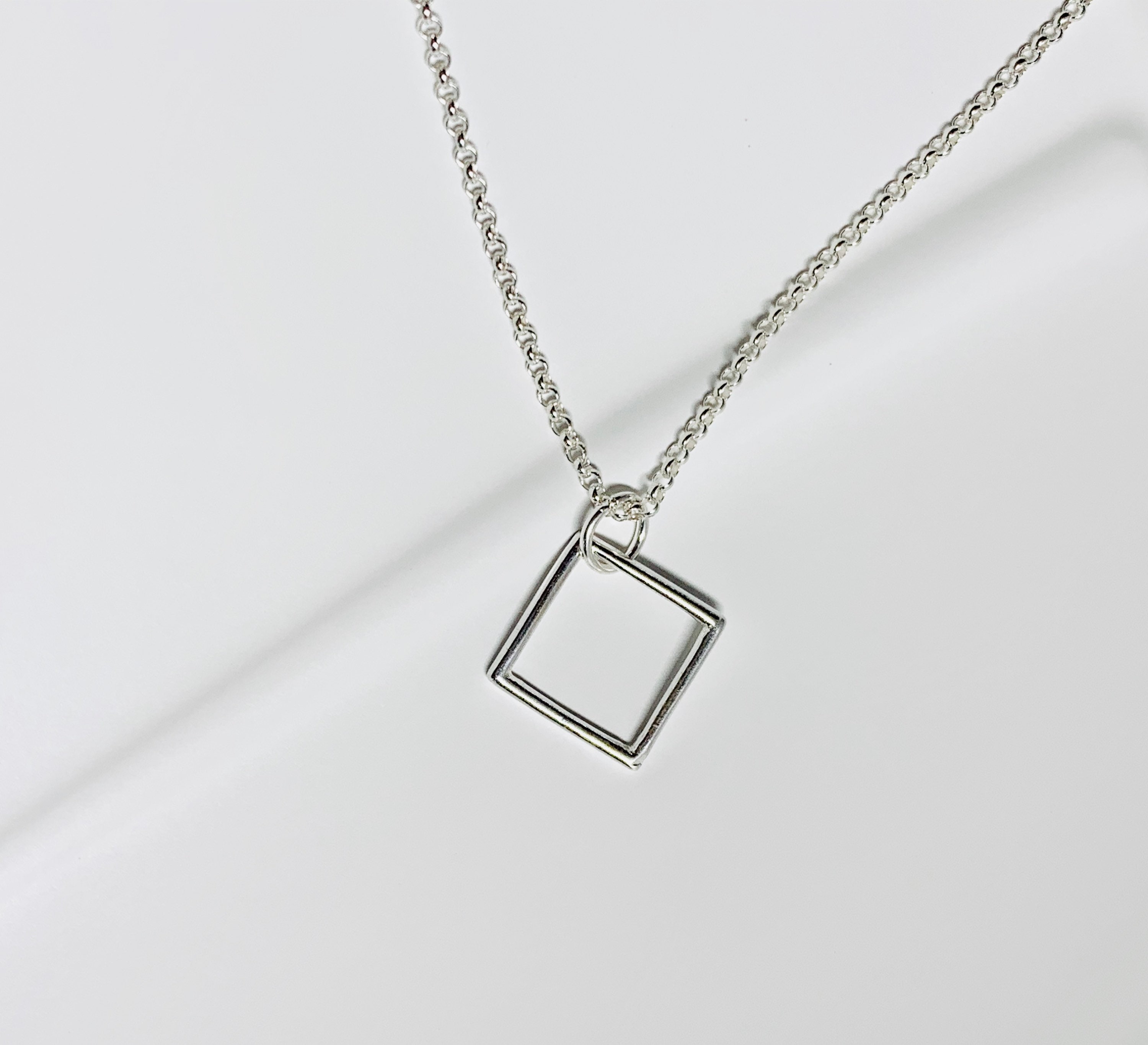 Square Necklace Square Pendant Everyday Necklace Geometric Etsy UK