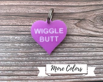 Wiggle Butt Dog Tag, Heart Dog Tag, Funny Dog Tag, 3D Printed Dog Tag, Dog Gift for Dogs, Dog Gift for Owners