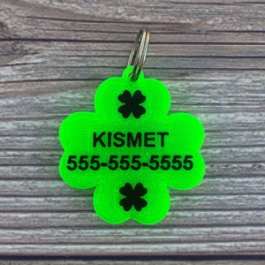 Shamrock Dog Tag, St. Patrick&#39;s Day Dog Tag, 3D Printed Dog Tag, Lucky Dog, Shamrock Dog, Custom Dog Tag, Dog Gift, Gift for Dog Owner