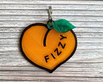 Peach Dog Tag, Peach Charm, Summer Dog Tag, Fruit Dog Charm, 3D Printed Dog Tag, Pet Accessories, Dog Gift, Dog Owner Gift