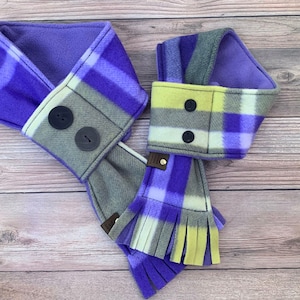 Winter Dog Scarf, Purple and Green Plaid Dog Scarf, Plaid Dog Scarf, Dog Gift, Dog Lover Gift, Dog Birthday Gift, Dog Valentine&#39;s Day Gift