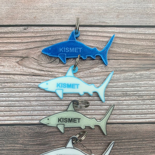 Shark Dog Tag, Shark Charm, 3D Printed Dog Tag, Summer Dog Tag, Glow in the Dark Dog Tag, Pet Accessories, Dog Gift, Dog Owner Gift