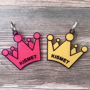 Crown Dog Tag, Personalized Dog Charm, Custom Dog Charm, 3D Printed Dog Tag, Dog Birthday Gift