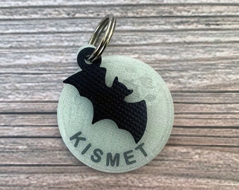 Bat Dog Tag, Halloween Dog Tag, Spooky Dog Tag, Glow in the Dark Dog Tag, Dog Collar Charm, Pet Collar Charm, Dog Gift, Dog Owner Gift