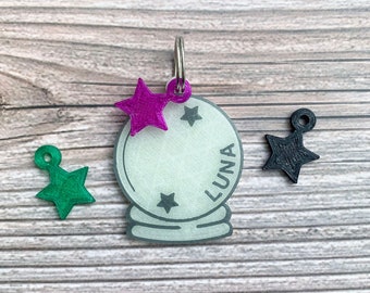 Crystal Ball Dog Tag, Glow in the Dark Dog Tag, Celestial Dog Tag, 3D Printed Pet Tag, Custom Pet ID Tag, Dog Gift, Dog Owner Gift