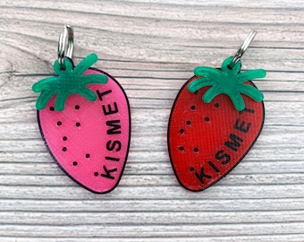 Strawberry Dog Tag, Strawberry Charm, Summer Dog Tag, 3D Printed Dog Tag, Pet Accessories, Dog Gift, Dog Owner Gift