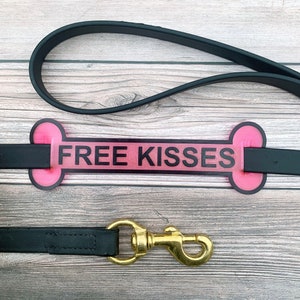 Free Kisses Leash Sleeve, Dog Harness Personalized, Leash Wrap, Dog Gift, Dog Owner Gift, Valentine Day Gift for Dog