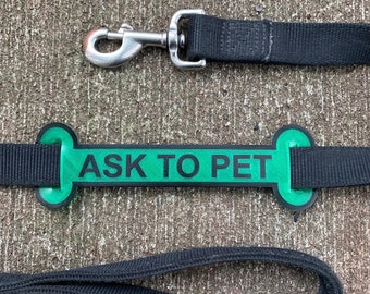 Ask to Pet Leash Sleeve, Leash Wrap, Personalized Dog Harness Sleeve, Dog Leash Tag, Dog Gifts for Dogs, Dog Owner Gift