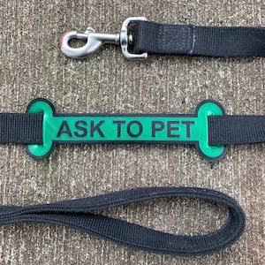 Ask to Pet Leash Sleeve, Leash Wrap, Personalized Dog Harness Sleeve, Dog Leash Tag, Dog Gifts for Dogs, Dog Owner Gift