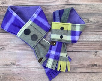 Winter Dog Scarf, Purple and Green Plaid Dog Scarf, Plaid Dog Scarf, Dog Gift, Dog Lover Gift, Dog Birthday Gift, Dog Valentine&#39;s Day Gift