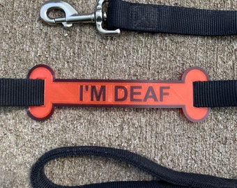 I&#39;m Deaf Leash Sleeve, Leash Wrap, Personalized Dog Harness Sleeve, Dog Leash Tag, Dog Gifts for Dogs, Dog Owner Gift