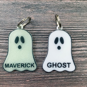 Ghost Dog Tag, Glow in the Dark Dog Tag, Glow in the Dark Ghost Charms, 3D Printed Dog Tags, Halloween Dog Tag, Dog Owner Gift, Dog Gift