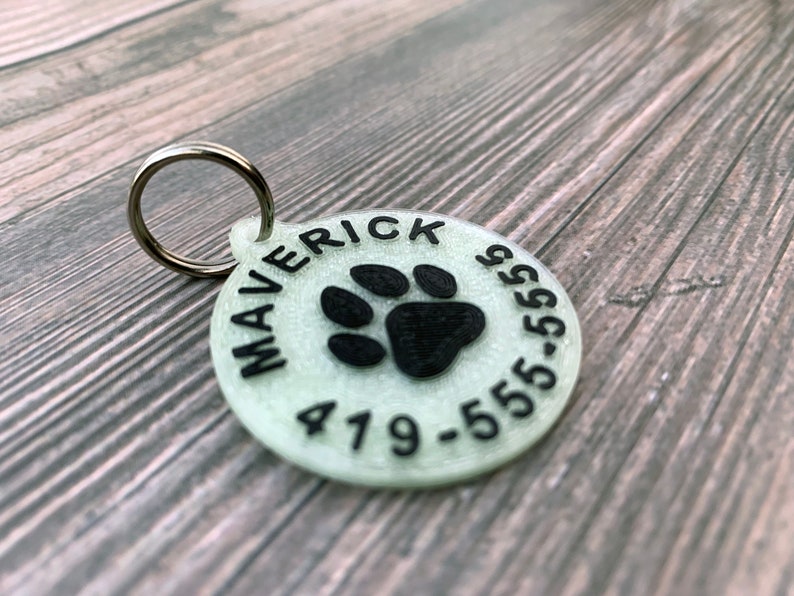 Glow in the Dark Dog Tag Custom Dog Tag Pawprint Dog Tag 3D Etsy