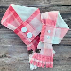 Winter Dog Scarf, Pink Plaid Dog Scarf, Valentine’s Day Dog Scarf, Dog Birthday Gift, Valentine Day Gift for Dog, Dog Birthday Gift