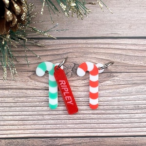 Candy Cane Charm, Dog Charms for Collar, Christmas Charms, Cat Charms for Collar, Dog Gift, Dog Owner Gift, Cat Gift, Cat Owner Gift