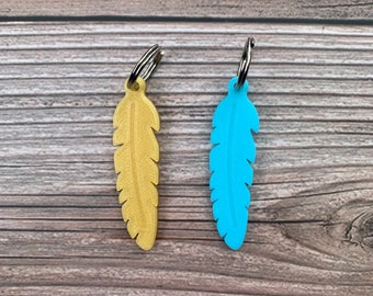 Feather Dog Tag, Feather Charm, Nature Dog Tag, Summer Dog Tag, 3D Printed Tag, Gift for Dog, Gift for Dog Owner