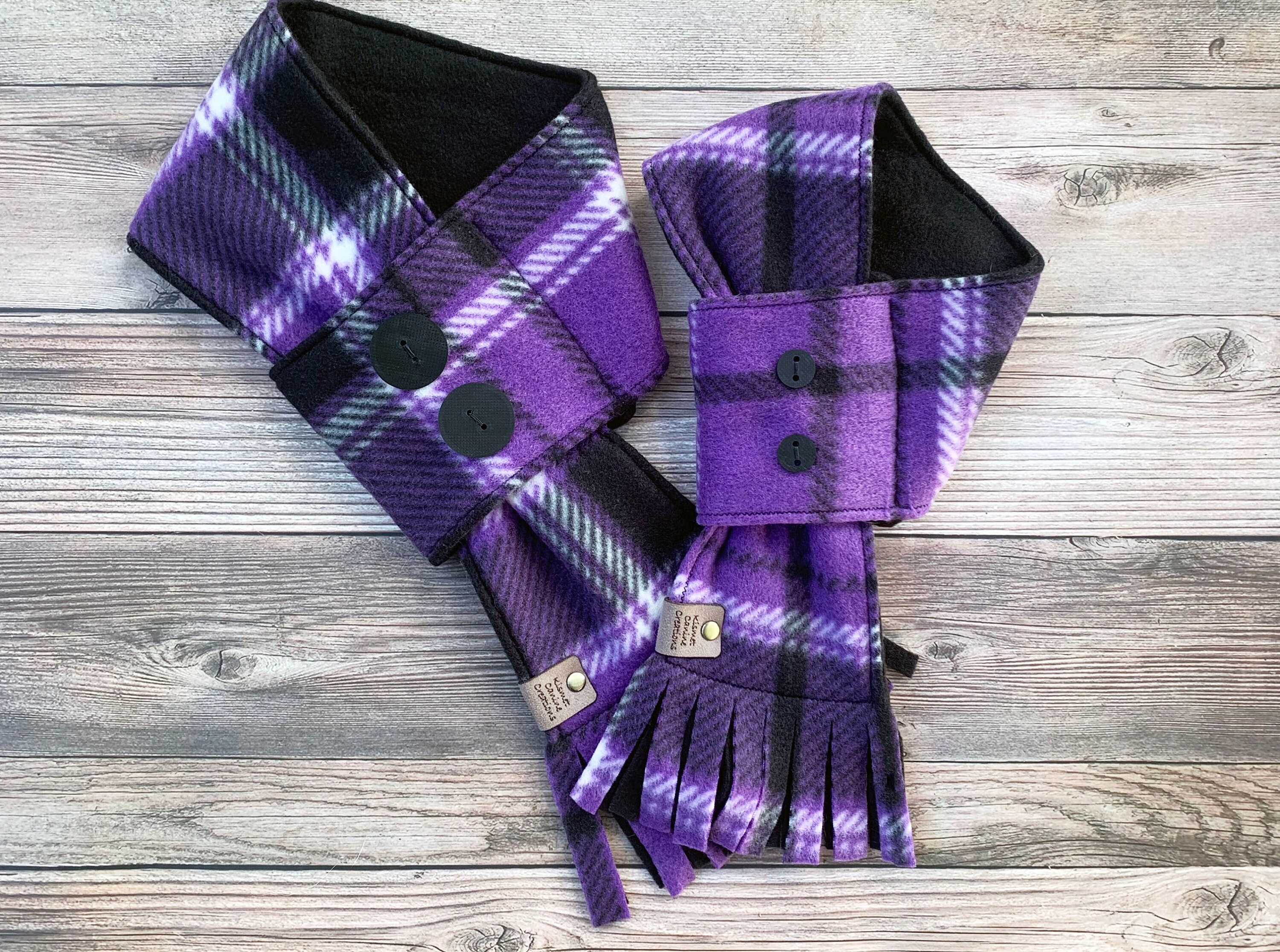 a purple scarf