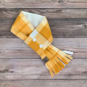 Yellow Dog Scarf, Fall Dog Scarf, Winter Dog Scarf, Plaid Dog Scarf, Fleece Dog Scarf, Dog Gifts for Dogs, Christmas Gift for Dog