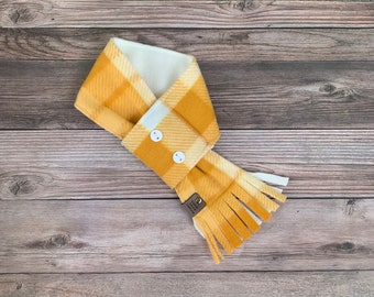 Yellow Dog Scarf, Fall Dog Scarf, Winter Dog Scarf, Plaid Dog Scarf, Fleece Dog Scarf, Dog Gifts for Dogs, Christmas Gift for Dog