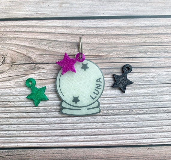 Crystal Ball Dog Tag, Glow in the Dark Dog Tag, Celestial Dog Tag, 3D Printed Pet Tag, Custom Pet ID Tag, Dog Gift, Dog Owner Gift