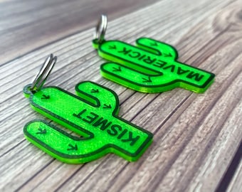 Cactus Dog Tag, Cactus Charm, Boho Dog Tag, 3D Printed Dog Tag, Pet Accessories, Dog Gift, Dog Owner Gift, Cat Gift, Cat Owner Gift