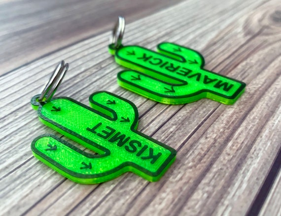 Cactus Dog Tag, Cactus Charm, Boho Dog Tag, 3D Printed Dog Tag, Pet Accessories, Dog Gift, Dog Owner Gift, Cat Gift, Cat Owner Gift