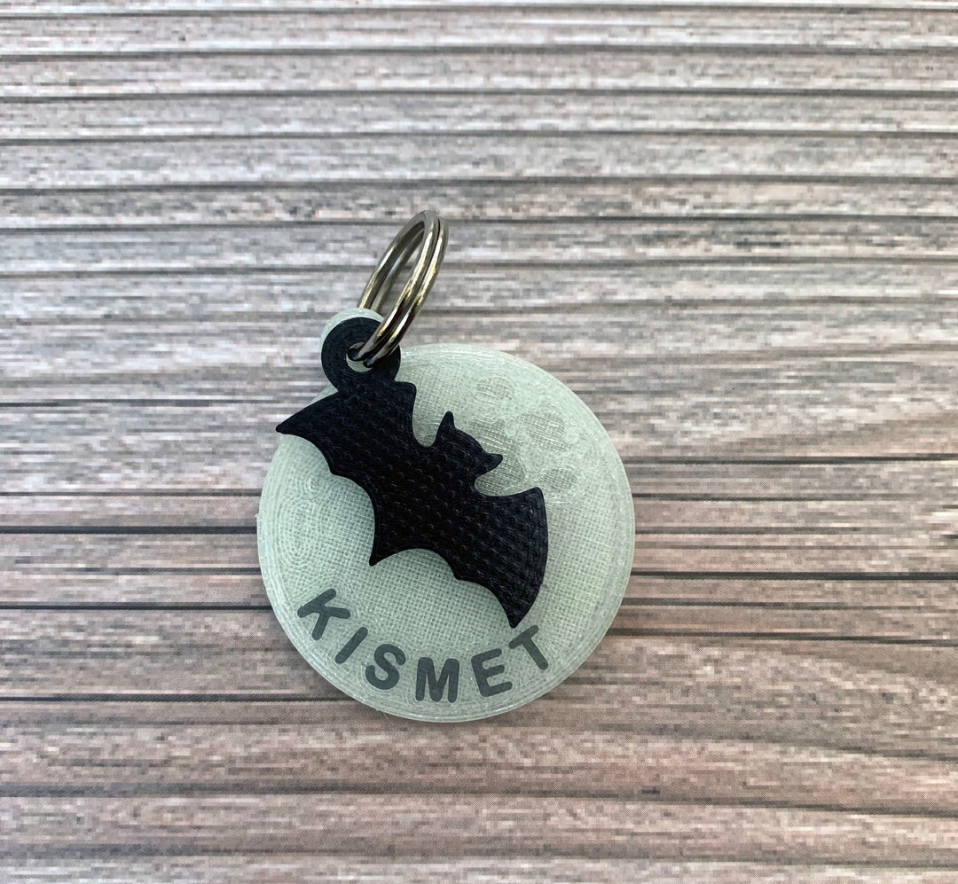 Bat Dog Tag Halloween Dog Tag Spooky Dog Tag Glow in the Etsy