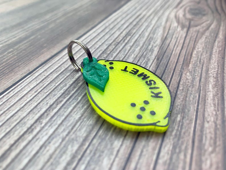 Lemon Dog Tag, Lemon Charm, Summer Dog Tag, 3D Printed Dog Tag, Pet Accessories, Dog Gift, Dog Owner Gift, Cat Gift, Cat Owner Gift image 2