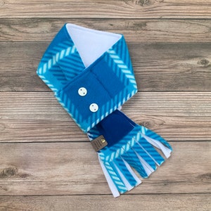 Blue Dog Scarf, Fall Dog Scarf, Winter Dog Scarf, Plaid Dog Scarf, Fleece Dog Scarf, Pet Neckwear, Dog Gifts for Dog, Christmas Gift for Dog