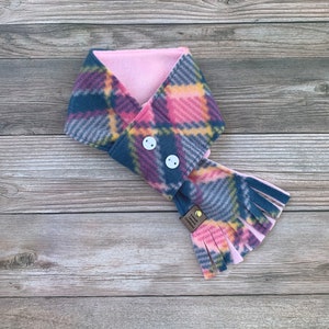 Pink Dog Scarf, Fall Dog Scarf, Winter Dog Scarf, Plaid Dog Scarf, Fleece Dog Scarf, Dog Gifts for Dogs, Christmas Gift for Dog