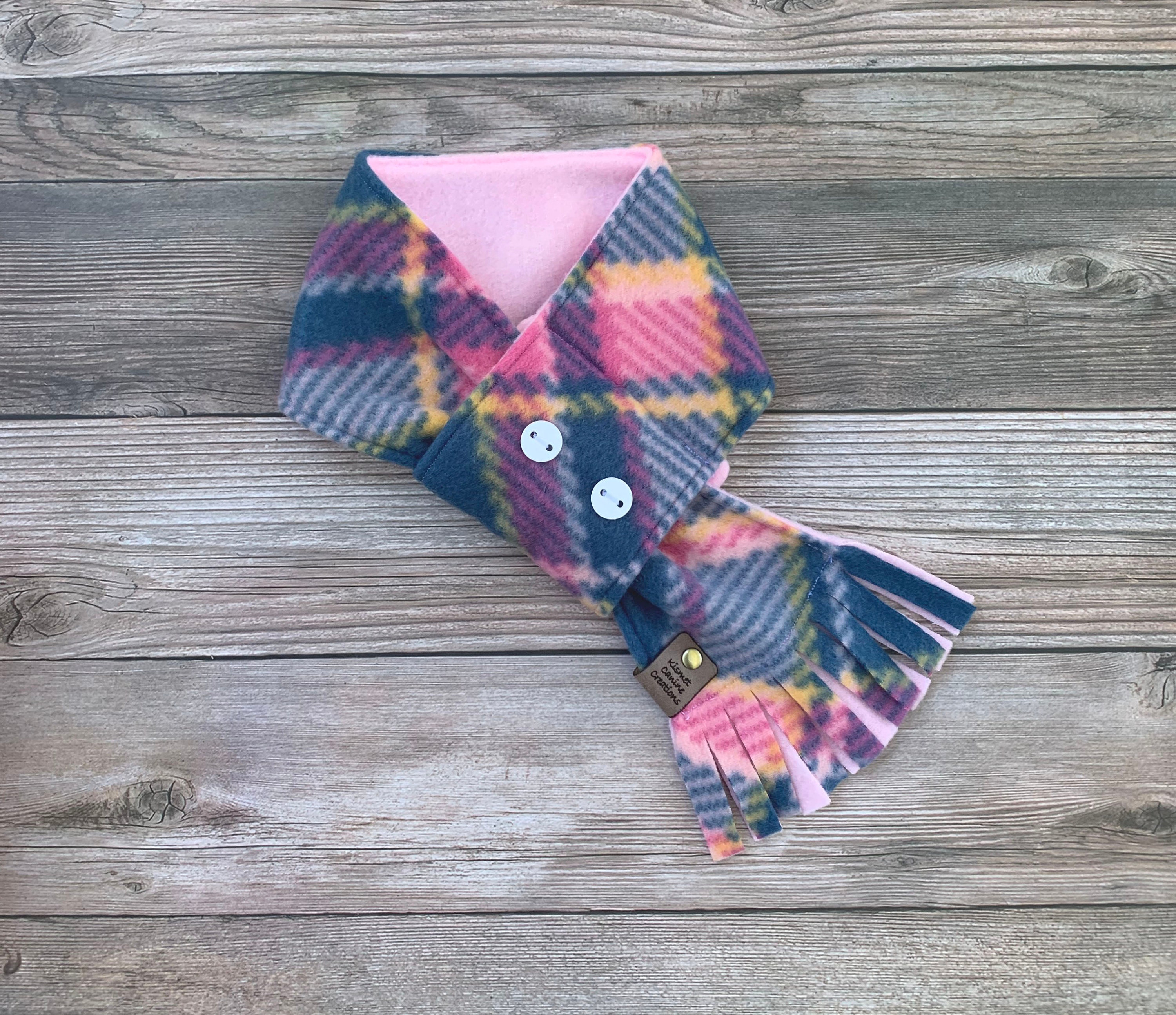 Pink Dog Scarf, Fall Dog Scarf, Winter Dog Scarf, Plaid Dog Scarf, Fleece Dog Scarf, Dog Gifts for Dogs, Christmas Gift for Dog