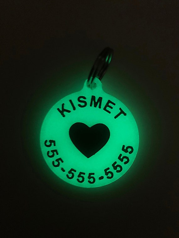 Glow in the Dark Dog Tag, Custom Dog Tag, Heart Dog Tag, 3D Printed Dog Tags, Pet Accessories, Birthday Gift for Dog, Dog Lover Gift