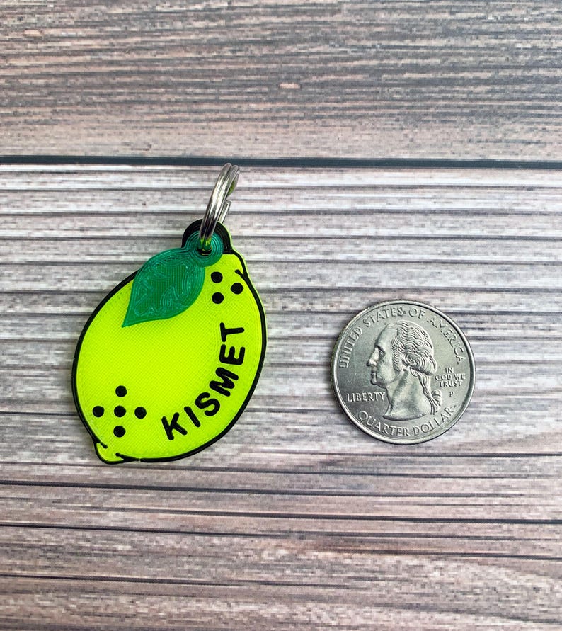 Lemon Dog Tag, Lemon Charm, Summer Dog Tag, 3D Printed Dog Tag, Pet Accessories, Dog Gift, Dog Owner Gift, Cat Gift, Cat Owner Gift image 3