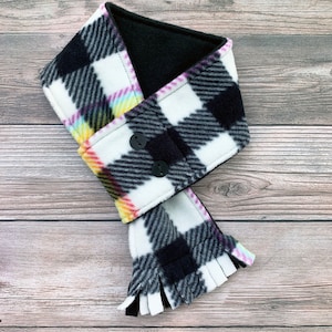 Buffalo Plaid Dog Scarf, Rainbow Plaid Dog Scarf, Winter Dog Scarf, Fleece Dog Scarf, Plaid Dog Scarf, Dog Gift, Dog Birthday Gift