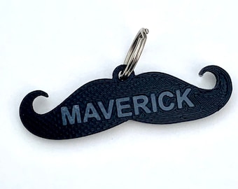 Mustache Dog Tag,Mustache Charm, Custom Dog Tag, Dog ID Tag, 3D Printed Dog Tag, Pet Accessories, Dog Gift, Dog Owner Gift, Cat Gift