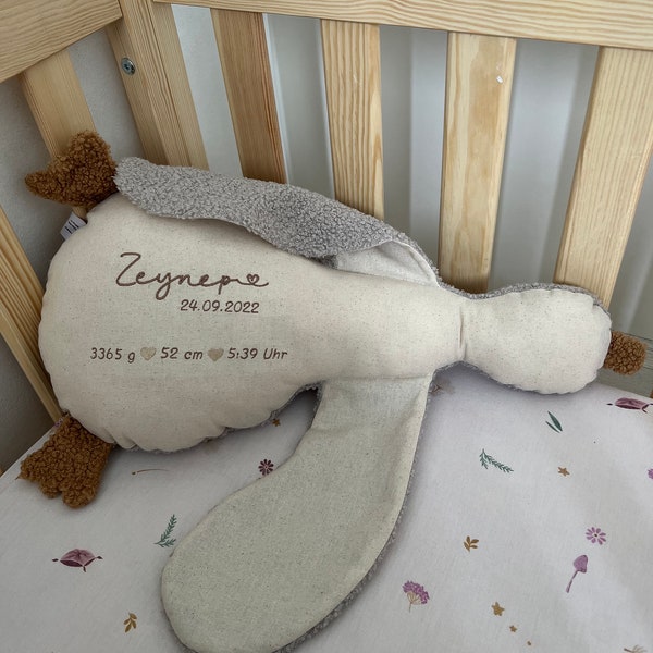 Cuddleduck Kuschelkissen Ente Kissen Baby und Kinder Gans personalisiert mit Namen und Geburtsdaten in Wunschfarben