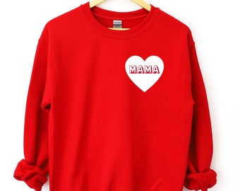 Mama HEART Valentines Day Sweatshirt, Valentines Day Outfit, Matching Valentines Day, Unisex Sweatshirt, Matching Valentines Outfits